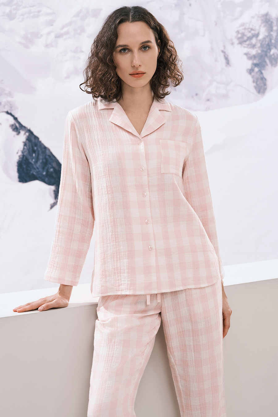 SCHIESSER 2024 F/W Ladies' Double-Layered Pure Cotton Woven Sleepwear Homewear Set