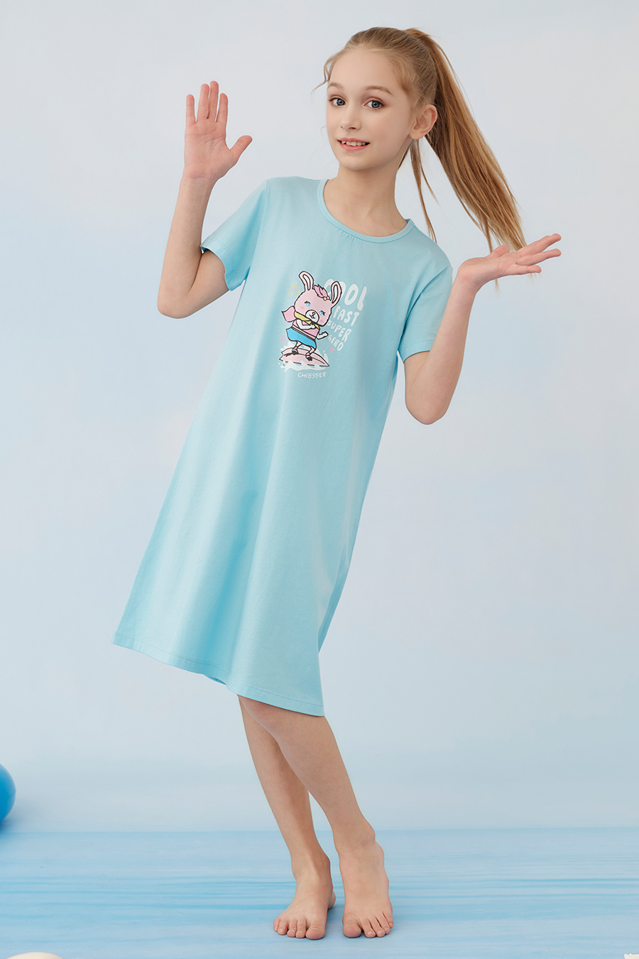 SCHIESSER舒雅童装中大童女童纯棉柔软亲肤印花家居睡裙