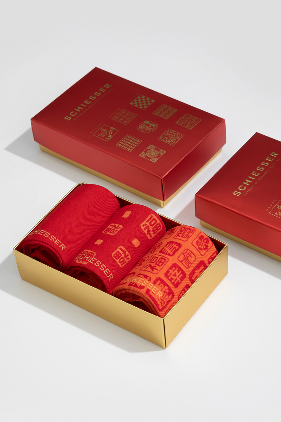 SCHIESSER舒雅25早秋新品女士3A抗菌鸿运新年红品中筒袜福气满满