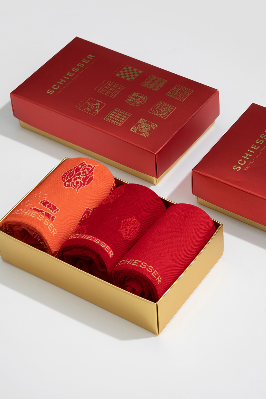 SCHIESSER舒雅25早秋新品女士3A抗菌鸿运新年红品中筒袜如意吉祥