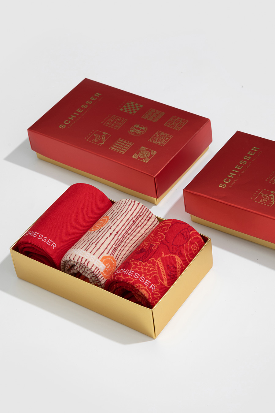 SCHIESSER舒雅25早秋新品女士3A抗菌鸿运新年红品中筒袜招财进宝