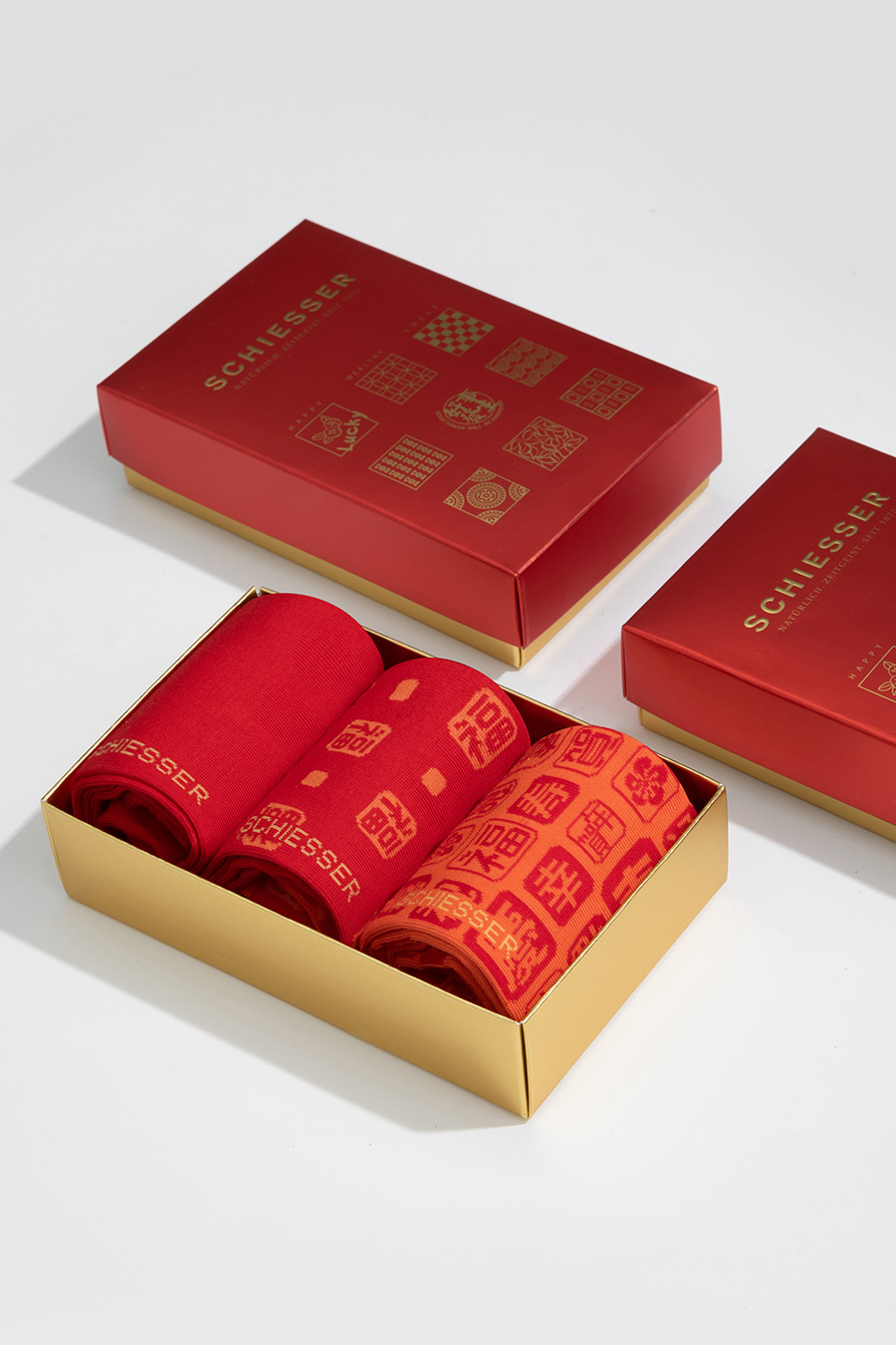 SCHIESSER舒雅25早秋新品男士3A抗菌鸿运新年红品中筒袜福气满满