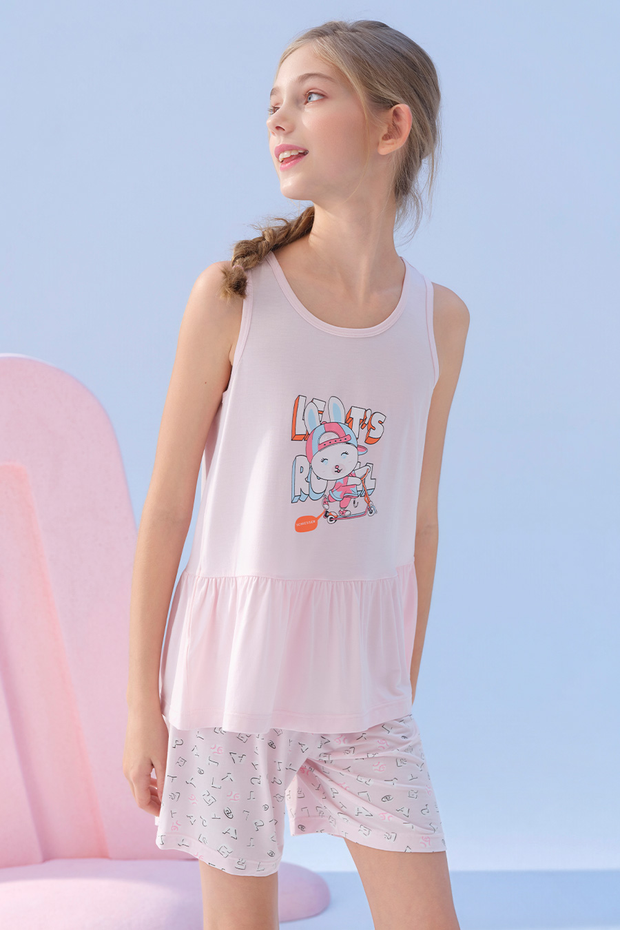 SCHIESSER舒雅26早春新品大小童女童莫代尔超级小英雄家居服套装