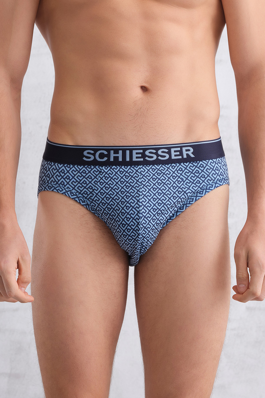 2条装SCHIESSER舒雅26年早春新品男士棉莫代尔几何纹大码三角内裤