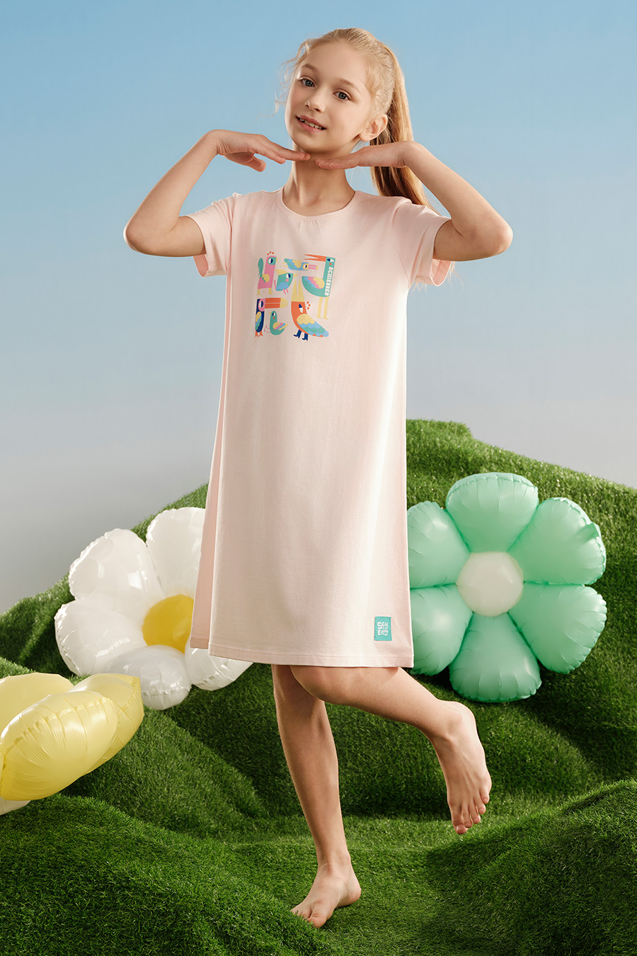 SCHIESSER舒雅童裝兒童女童棉莫代爾軟糯透氣家居睡裙
