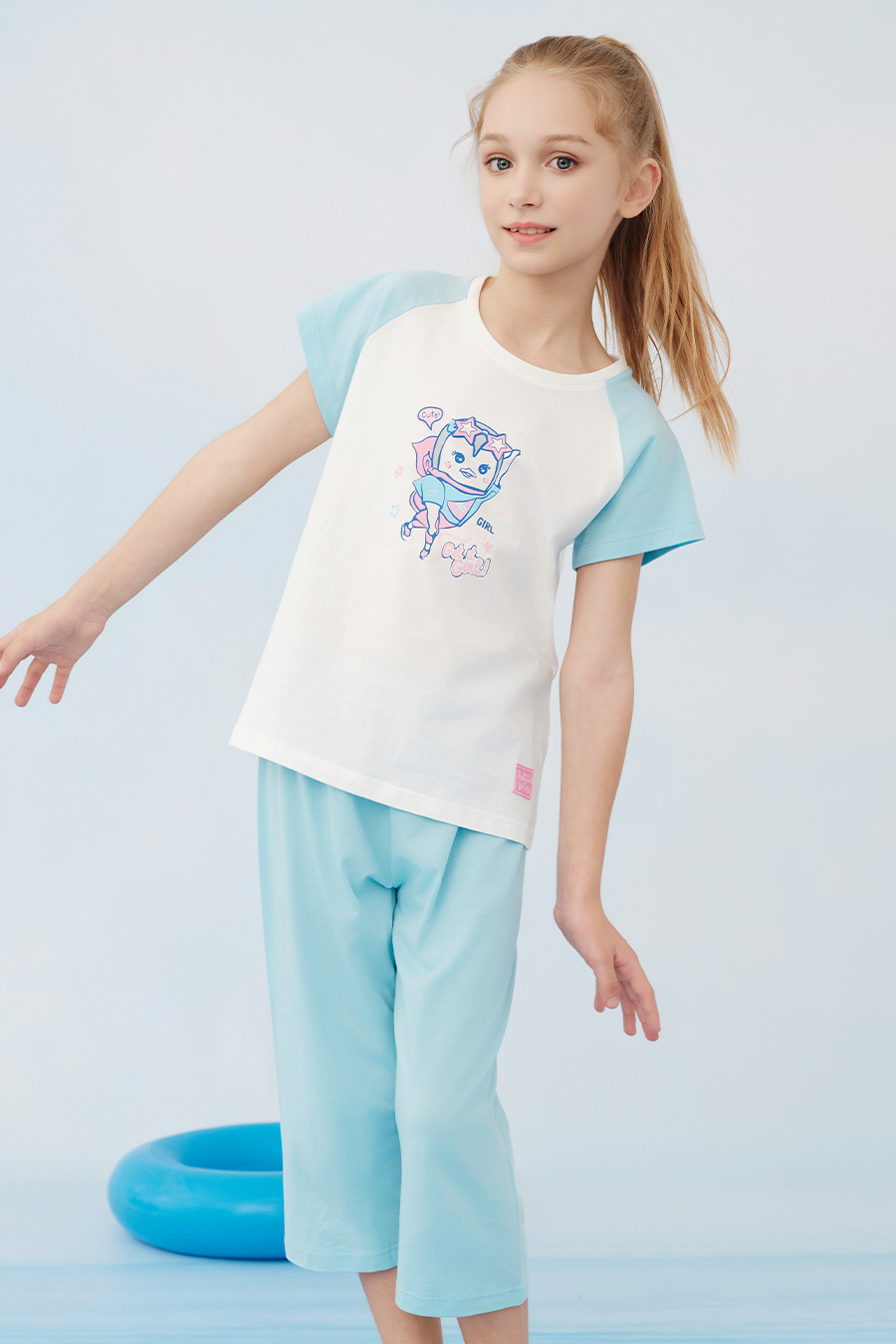 SCHIESSER舒雅中大童女童純棉柔軟親膚印花家居套裝