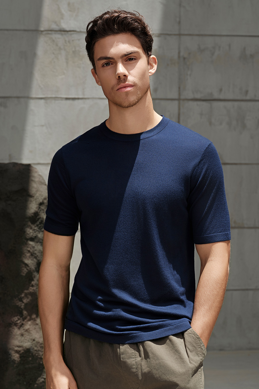 SCHIESSER舒雅25早秋新品男士純羊毛美麗諾綿羊毛可機洗短袖上衣