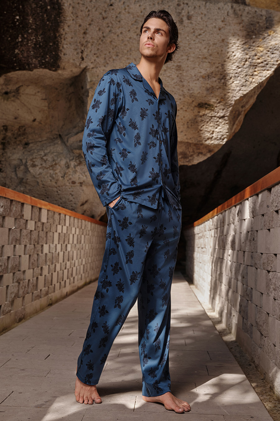 SCHIESSER舒雅鉑雅25早秋新品男士70S絲光純棉雙面布大碼家居套裝